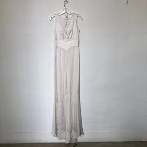 White Dress With Keyhole Front & Leather Waist